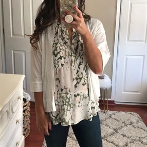 White LOFT soft kimono sweater cardigan linen